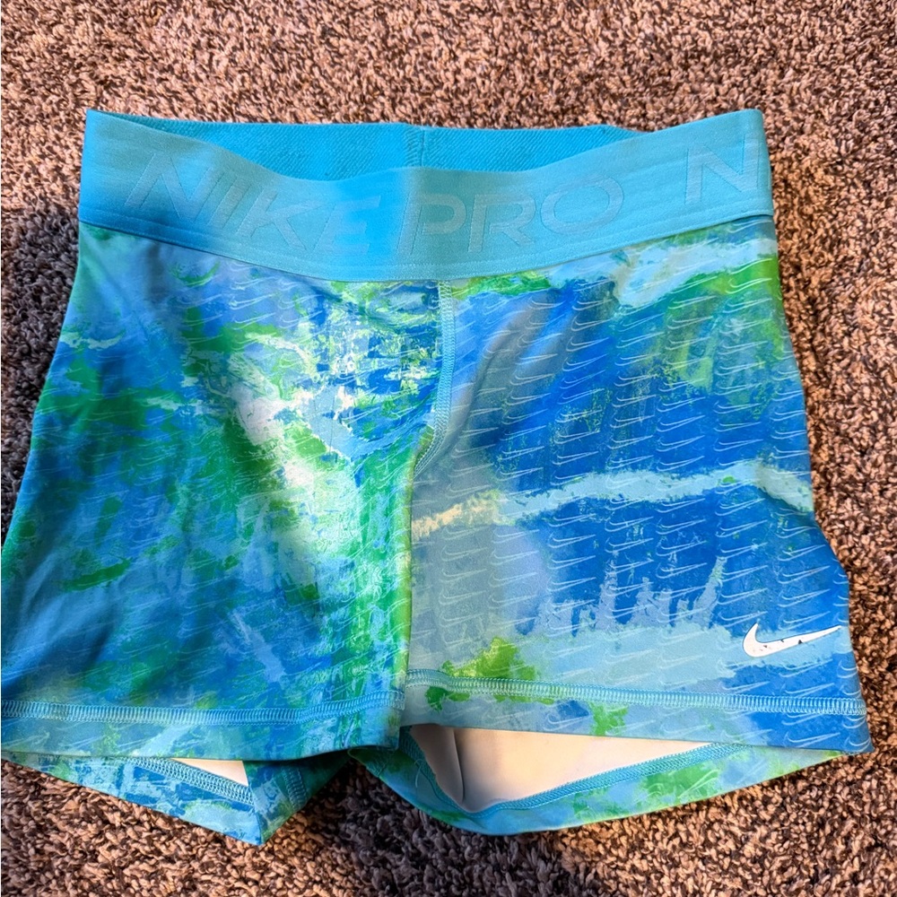 Nike Pro Blue and Green Shorts